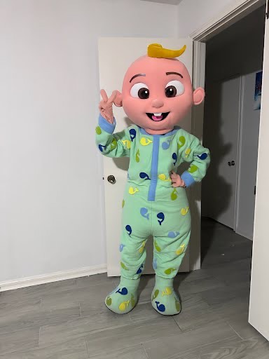 Cocomelon JJ mascot character for birthday parties in Orange County