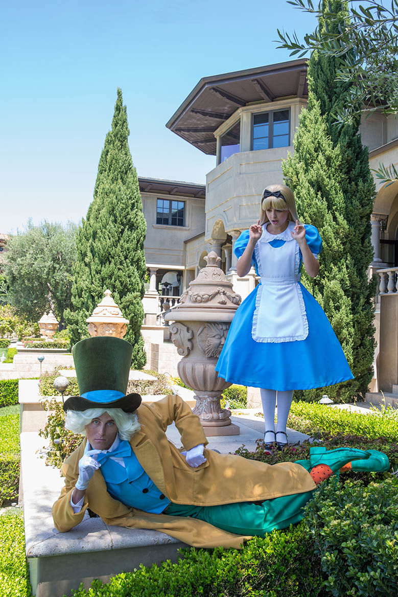alice and mad hatter party character for kids in orange county